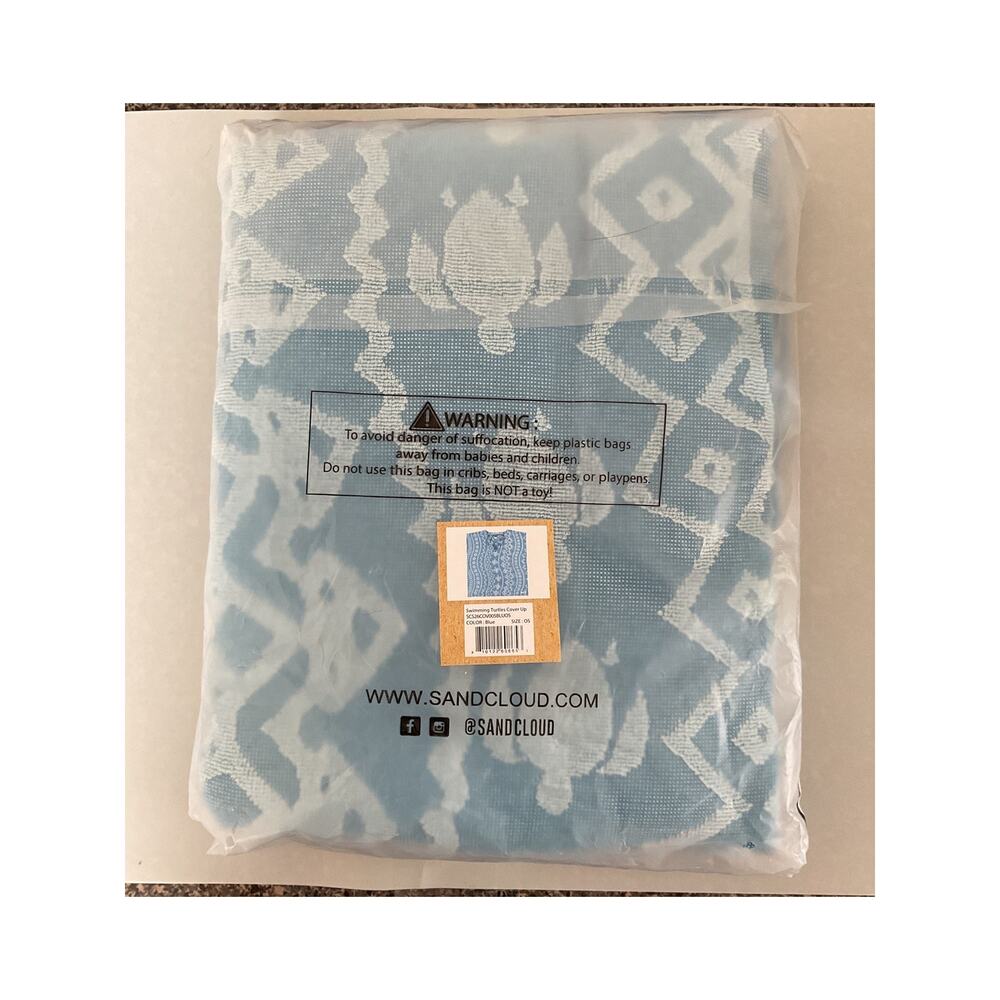 Sand Cloud Beach Poncho OS Teal Sea Turtle Organic Cotton Terry Cloth Cover Up - Picture 6 of 6